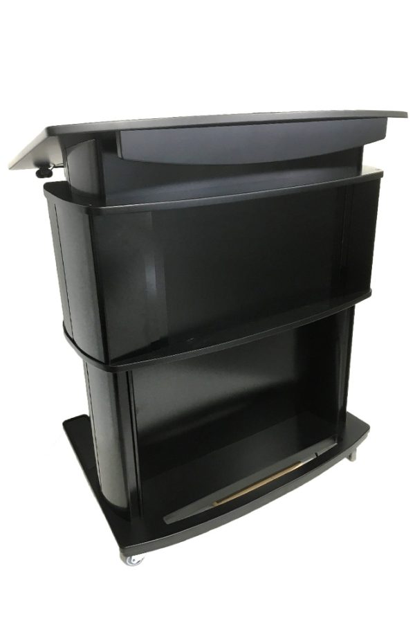 Aluminum Motorized Accessible Lectern height adjustable black front