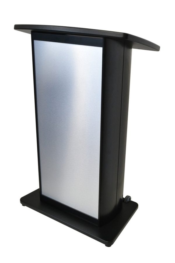 H2W Lectern black aluminum silver front