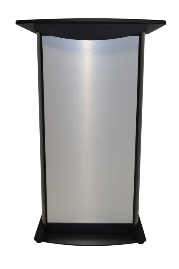 H2 Deluxe Lectern black brushed aluminum silver front