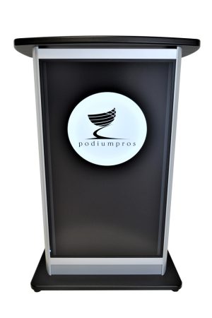 H2W Digital Display Lectern front Podium Pros logo