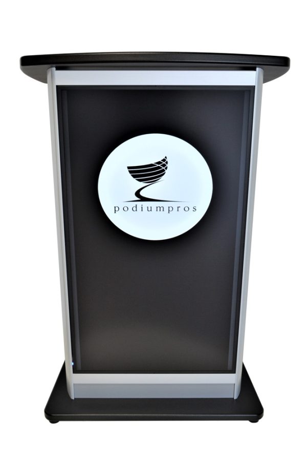 H2W Digital Display Lectern front Podium Pros logo