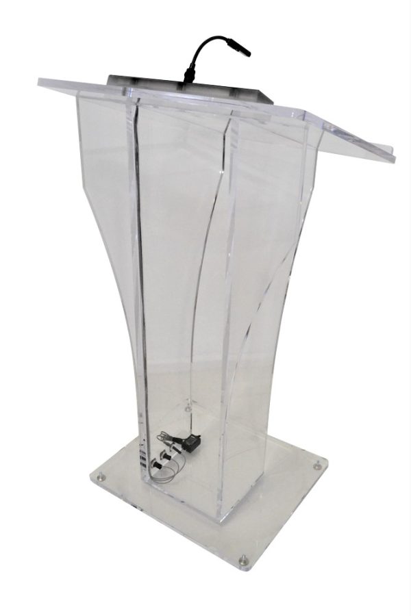 Column Flare Lectern with AV connections front