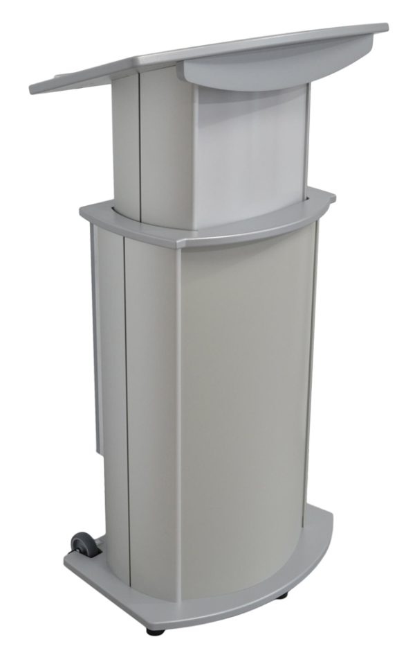 Aluminum Motorized Adjustable Lectern grey front