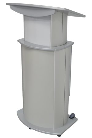 Aluminum Motorized Adjustable Lectern grey front