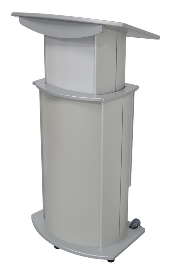 Aluminum Motorized Adjustable Lectern grey front