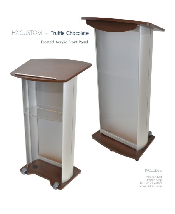 H2 Custom Lectern Truffle Chocolate Frosted Acrylic Front Panel