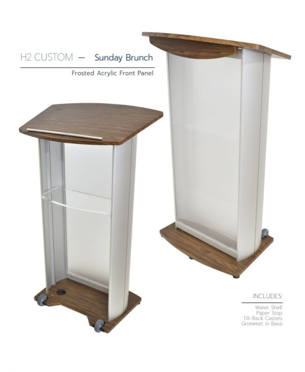H2 Custom Lectern Sunday Brunch Frosted Acrylic Front Panel