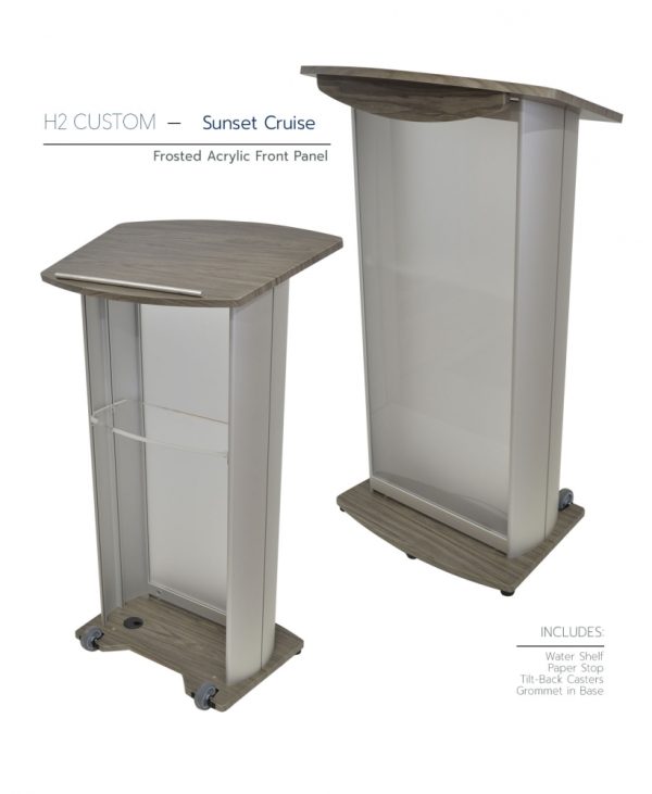 H2 Custom Lectern Sunset Cruise Frosted Acrylic Front Panel