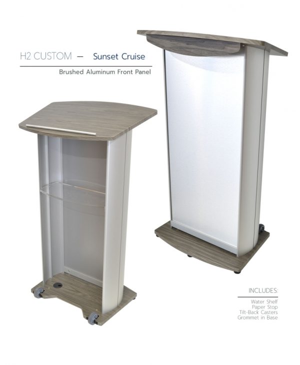 H2 Custom Lectern Sunset Cruise Brushed Aluminum Front Panel