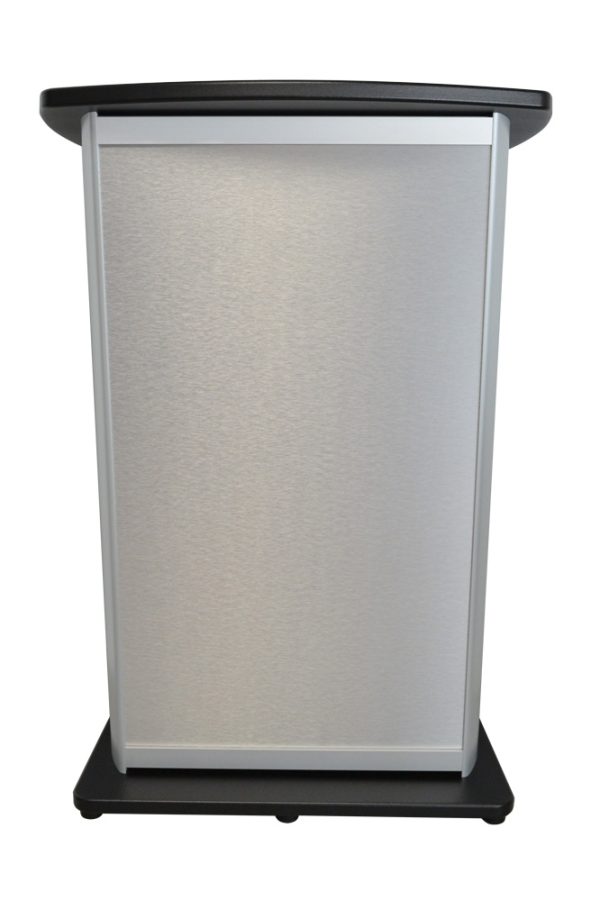 H2W Media Lectern silver aluminum front