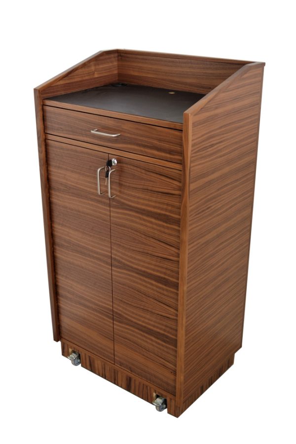 concierge wood lectern rear view