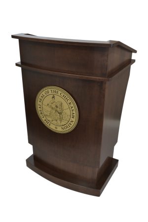 executive adjustable wood lectern front view