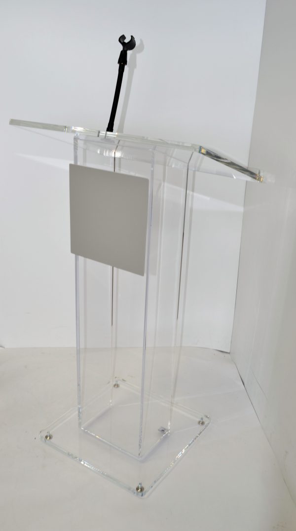 Podium Pros Column Acrylic lectern with magnetic sign