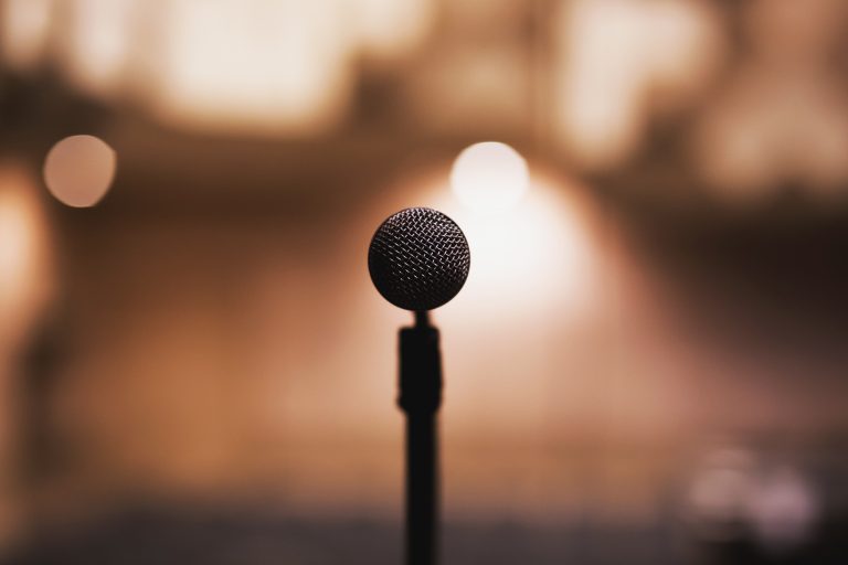 close-up of a microphone