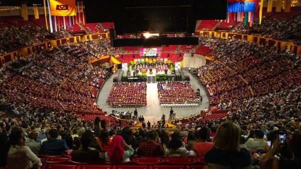 a graduation ceremony at a school auditorium