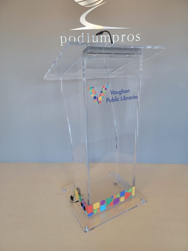 Podium Pros Column Acrylic FS with vinyl signage