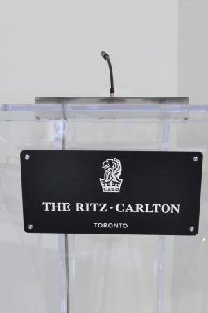 Matte Black Aluminum Finish - Magnetic Sign Backing - Acrylic Lectern