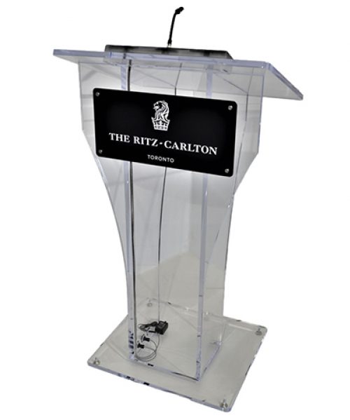 Customized acrylic lectern with logo