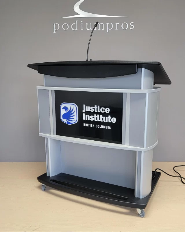 Aluminum Wheelchair Accessible Podium with 3D signage for the Justice Institute of British Columbia
