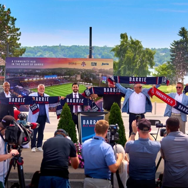 Proud to see our VH1 podium take centre stage at today's landmark announcement unveiling Canada's newest soccer stadium and the future home of Toronto FC II in Barrie.

Designed for professional presentations and public announcements, the VH1 podium continues to be a trusted choice for events where every detail matters. We're honoured it was selected for such an exciting milestone and proud to support the organizations and leaders bringing this vision to life.

We look forward to seeing the positive impact this new stadium will have on the Barrie community.

📸 Photo sources: MLS NEXT Pro, BarrieToday.com & Barrie 360.

#VH1Podium #EventProduction #TorontoFCII #MLSNEXTPro #BarrieStadiumGroup #MLSE #SportsInfrastructure #MadeInCanada
#podiumpros #ontariomade